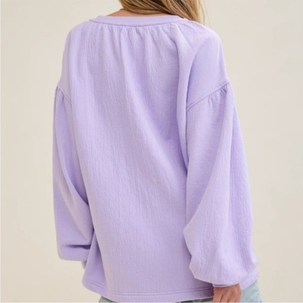 NWT Aerie Cotton Easy Street Lavender V-Neck Sweatshirt boho girly retro style - Picture 2 of 8